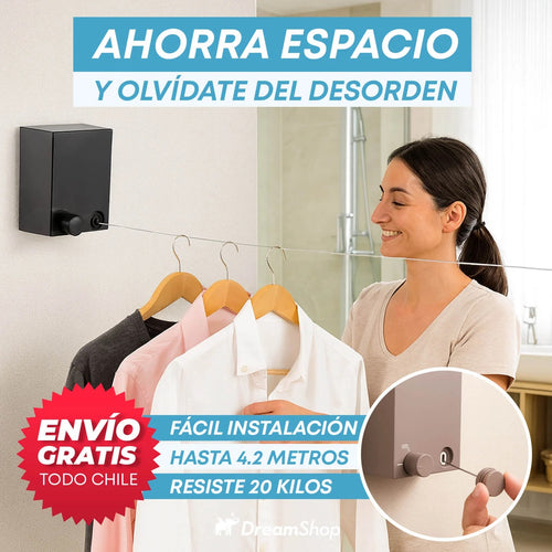 Tendedero Retráctil | Ahorra Espacio y Seca Tu Ropa Sin Desordenar